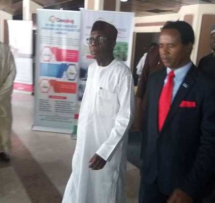 Minister of Agriculture and Rural Development Chief Audu Ogbeh OFR inspecting the MOD Cooperative Green House